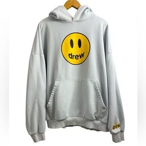 drew house  Light blue Hoodie with Yellow Logo